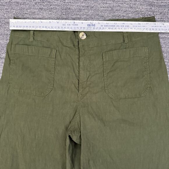 MaEve Anthropologie Colette Wide Leg Crop Pants Women 18 Plus Green Linen Blend - Picture 3 of 11